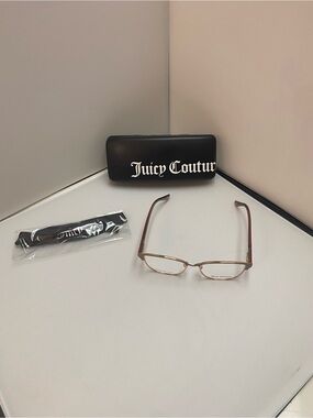 Juicy Couture Rose Gold Metal Frame Eyeglasses with Black Logo Case,pink accents
